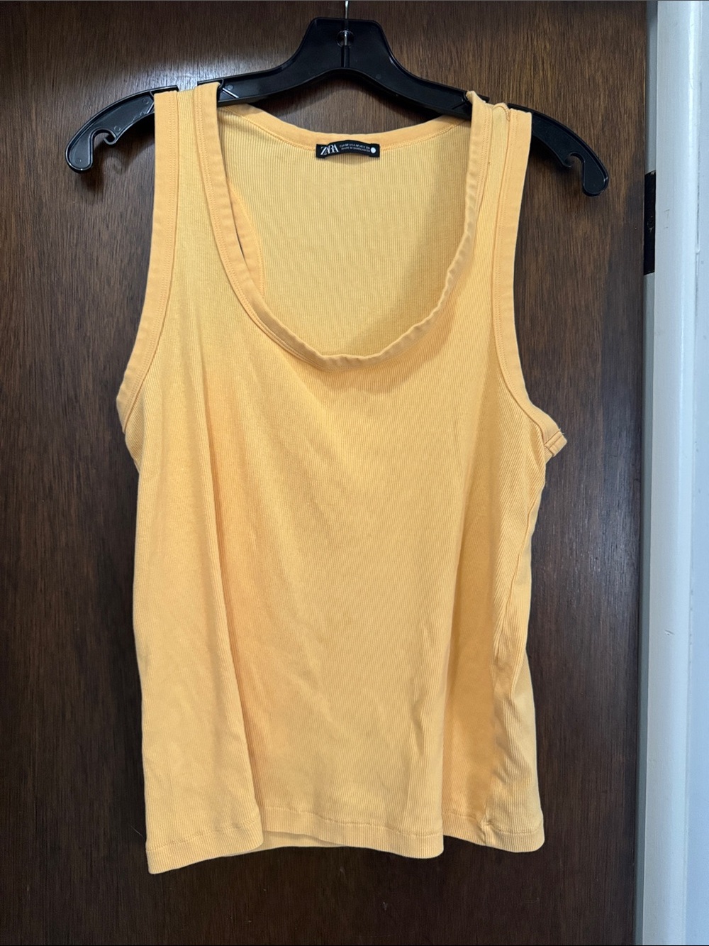 Zara Pale Orange Ribbed Scoop Neck Tank Top